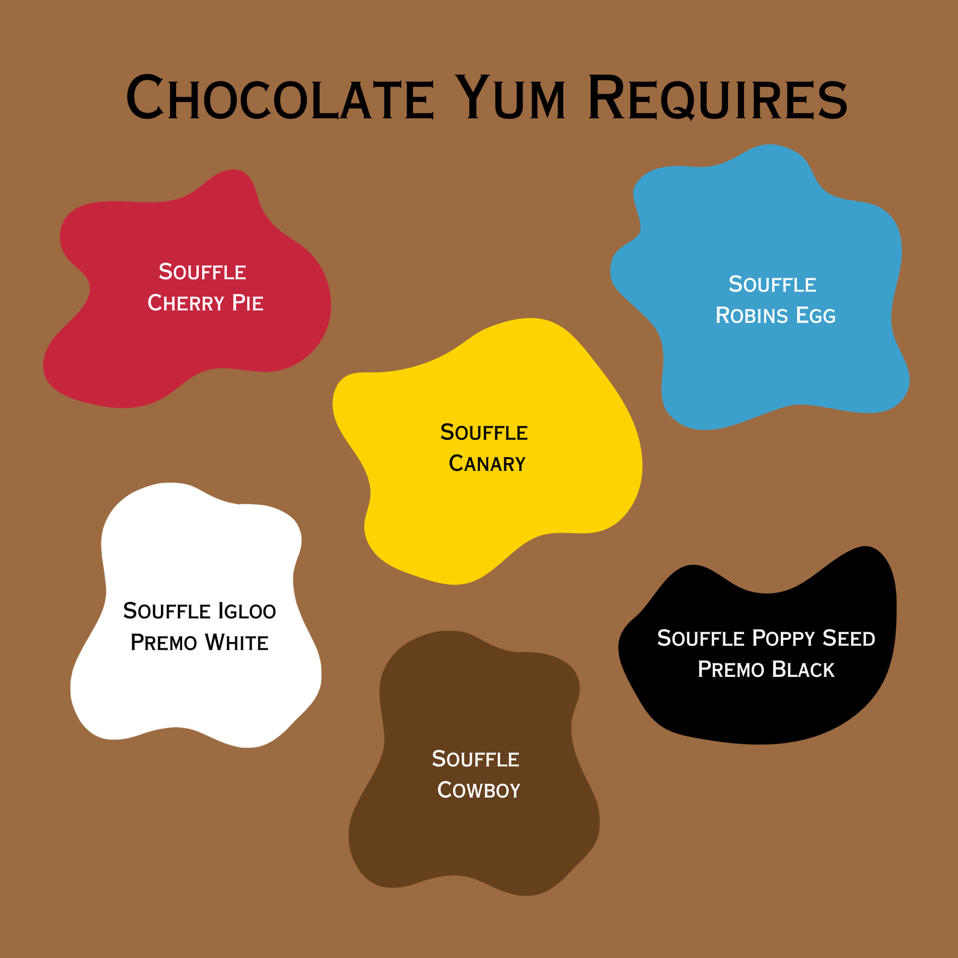 Chocolate Yum Palette showing the colors of clay required to mix this palette