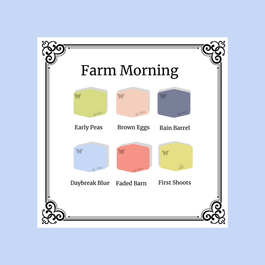 Farmhouse Morning Color Palette on a Daybreak Blue background