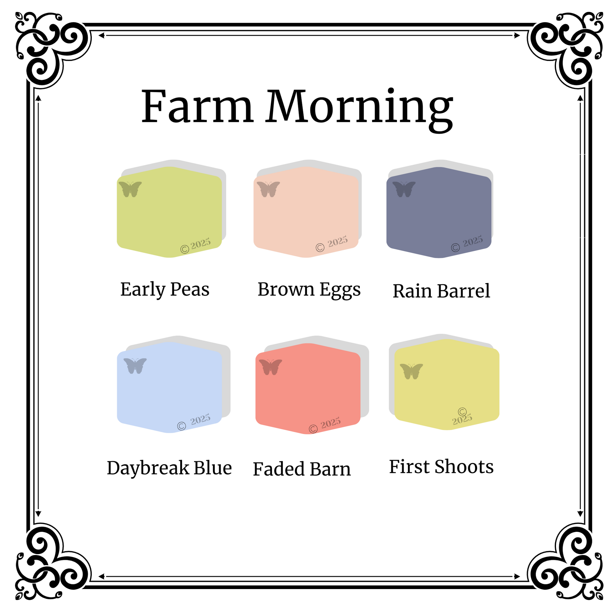 Farmhouse Morning Color Palette on a white background