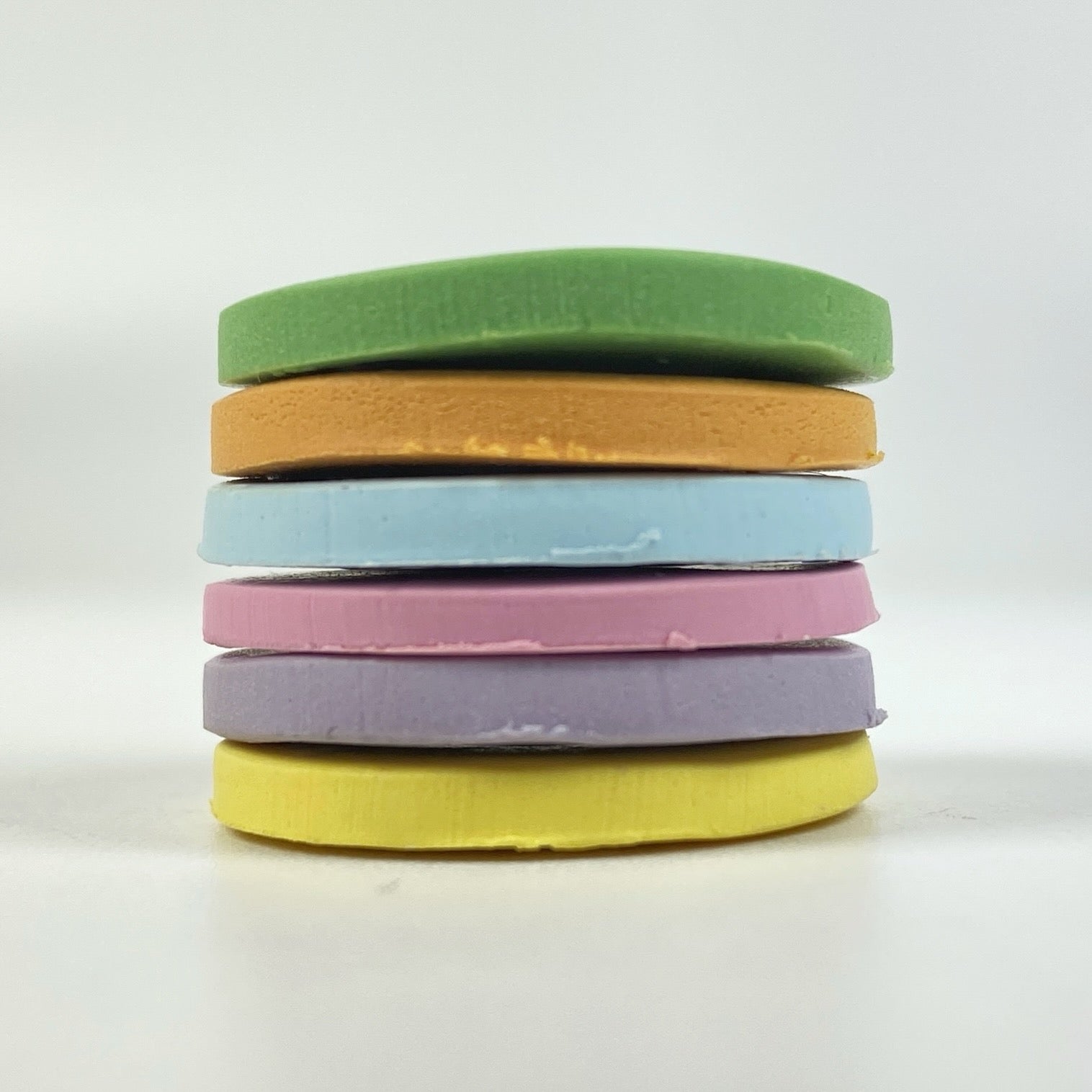 Peter Cottontail Easter Palette sample clay discs in a stack