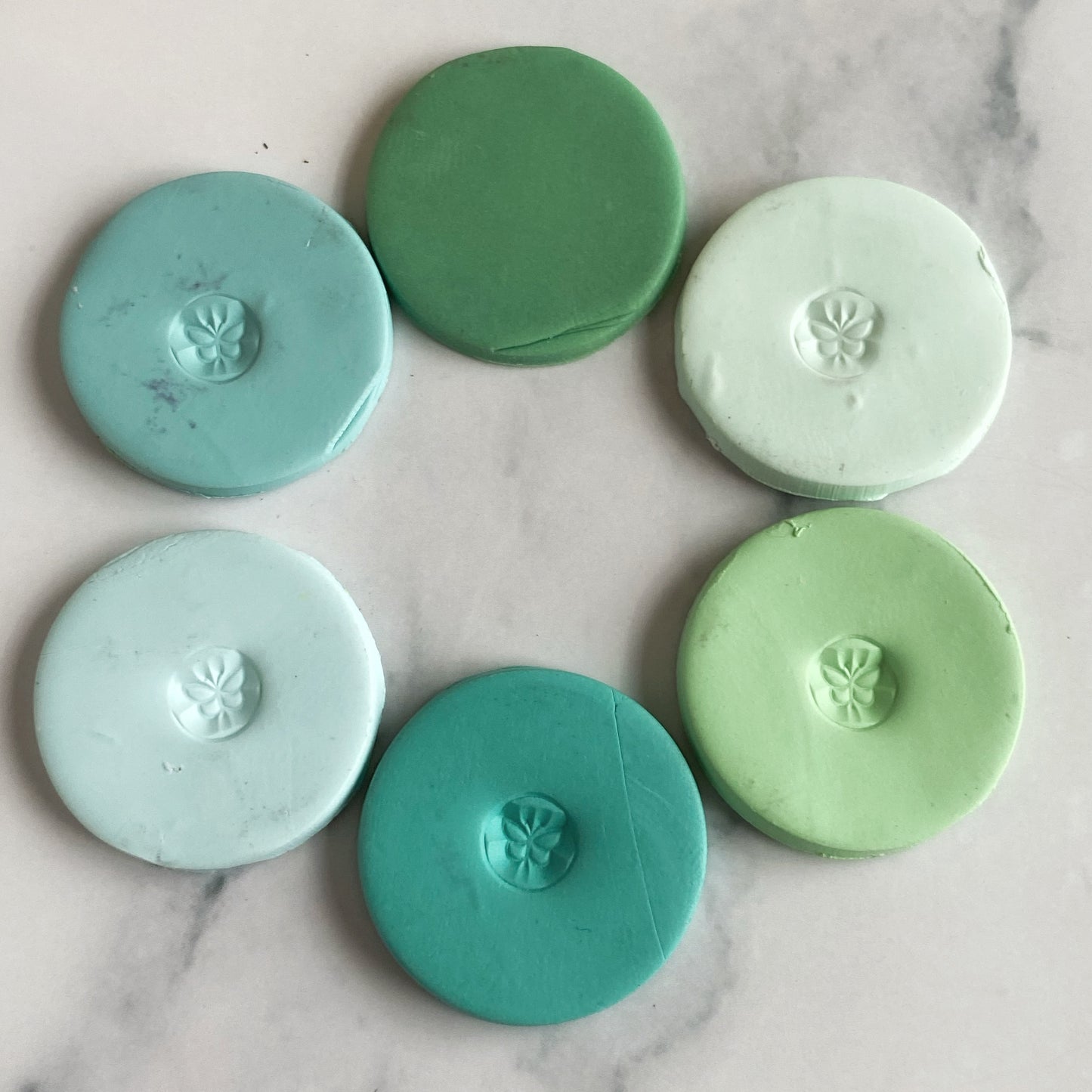 Tide Pool Palette, the sample clay discs shown in a circle