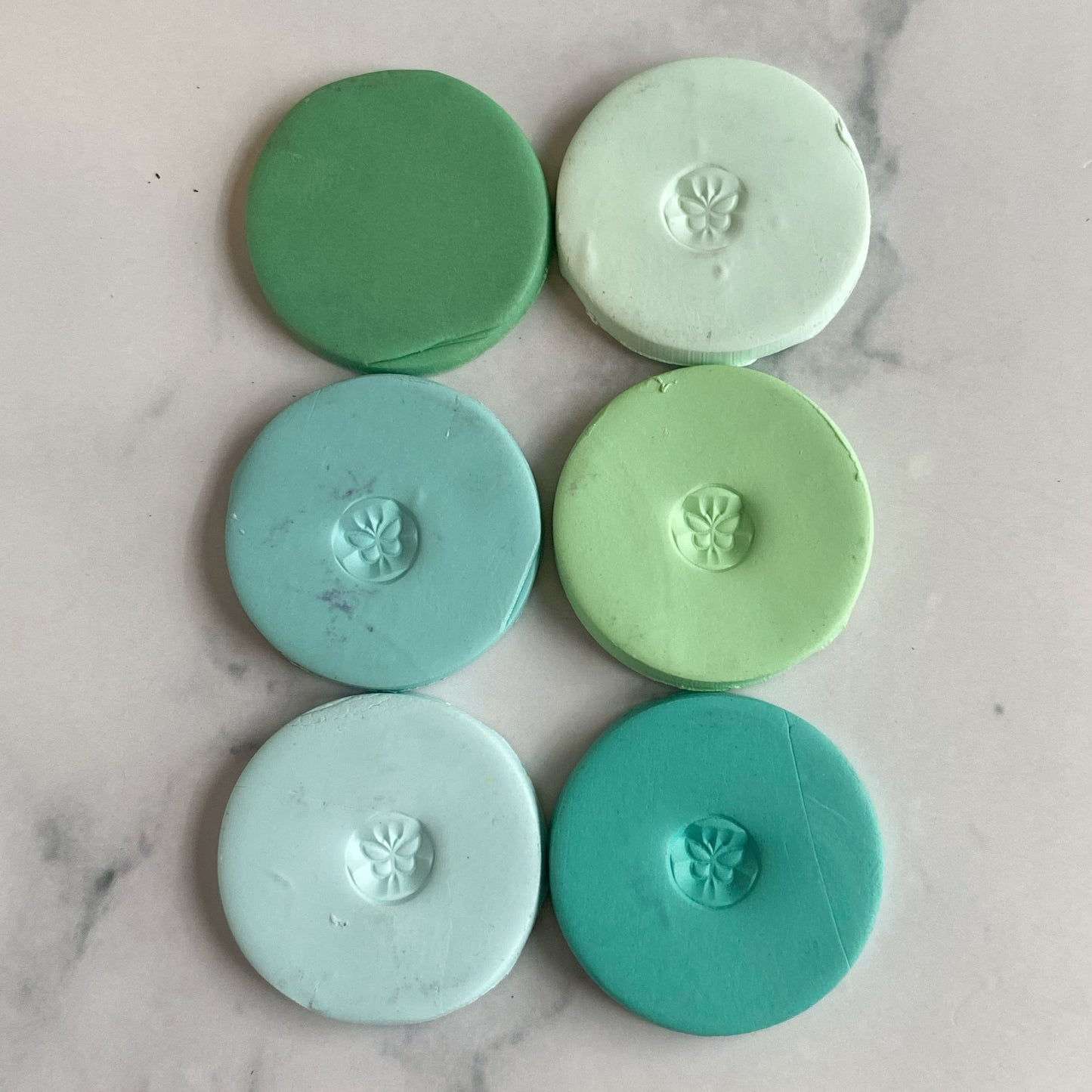 Tide Pool Palette, the sample clay discs shown in a row.