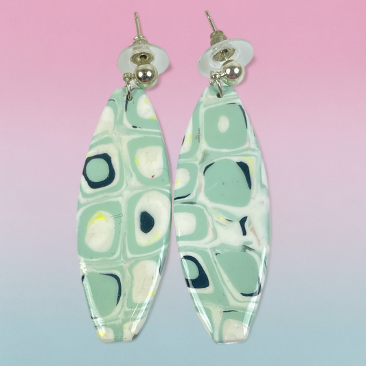 Dreamy Mint Noir Earrings on a pastel background