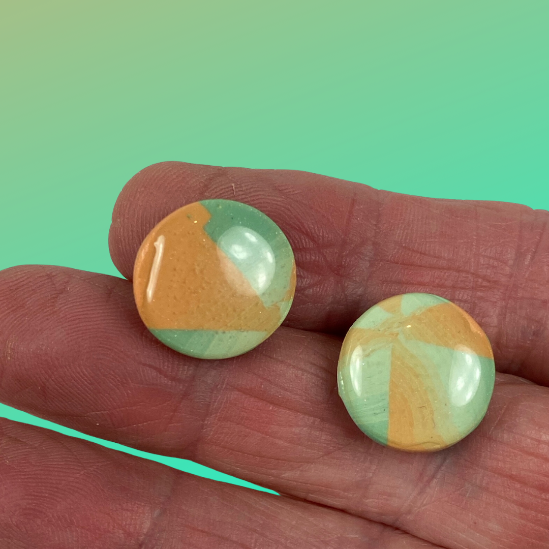 Handmade Polymer Clay Sage and Terracotta Stud Earrings
