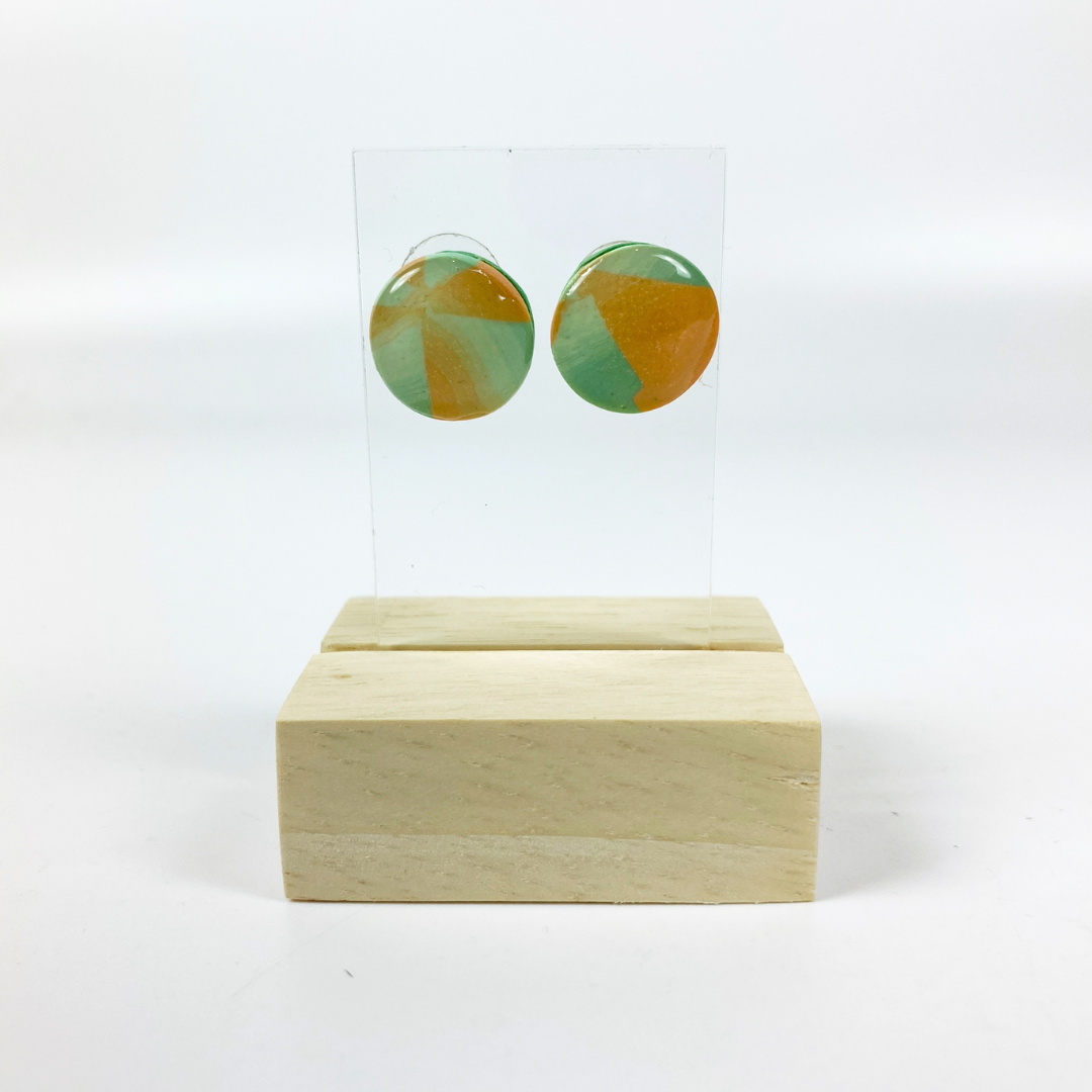 Handmade Polymer Clay Sage and Terracotta Stud Earrings