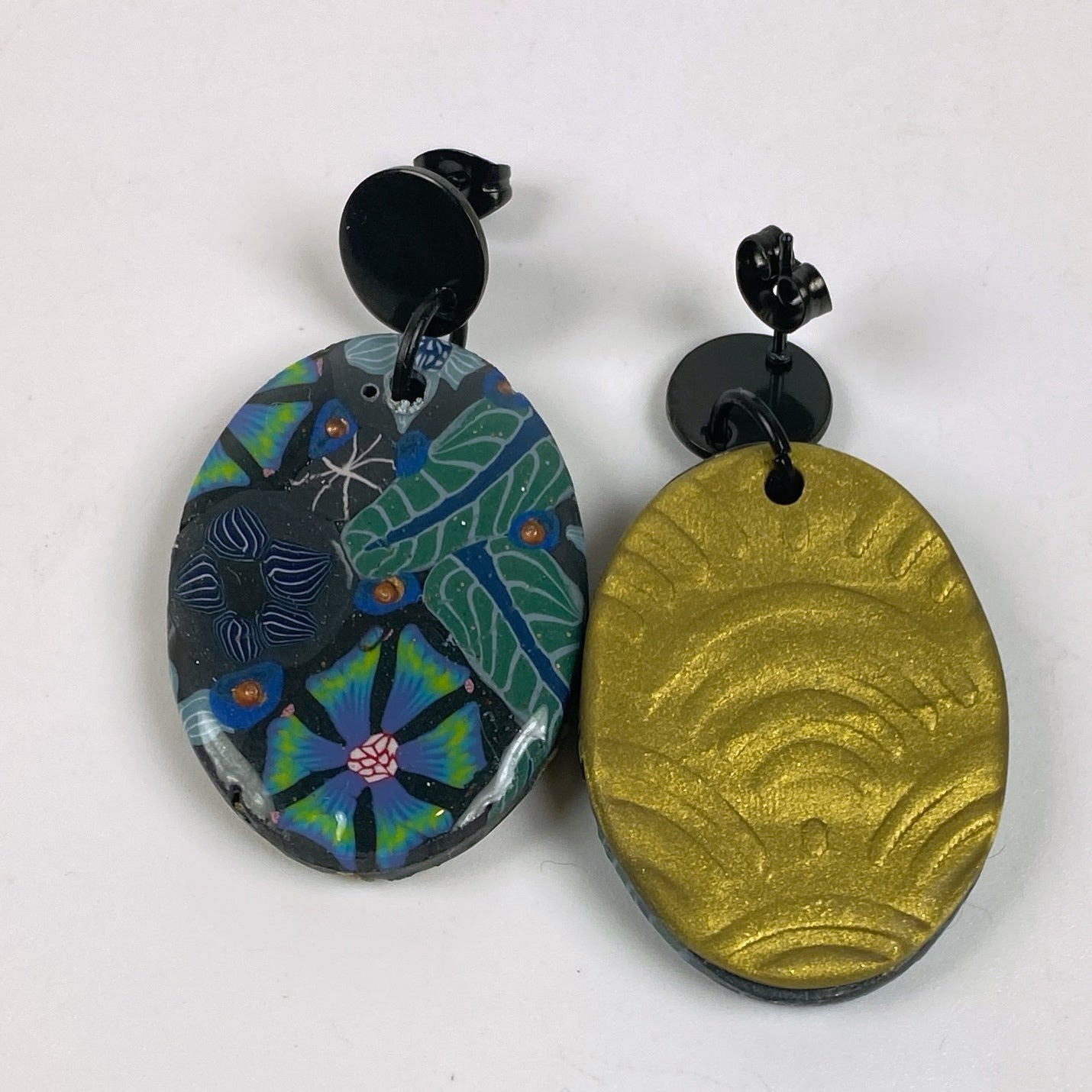 Night Blossom Handmade Polymer Clay Dangle Earrings