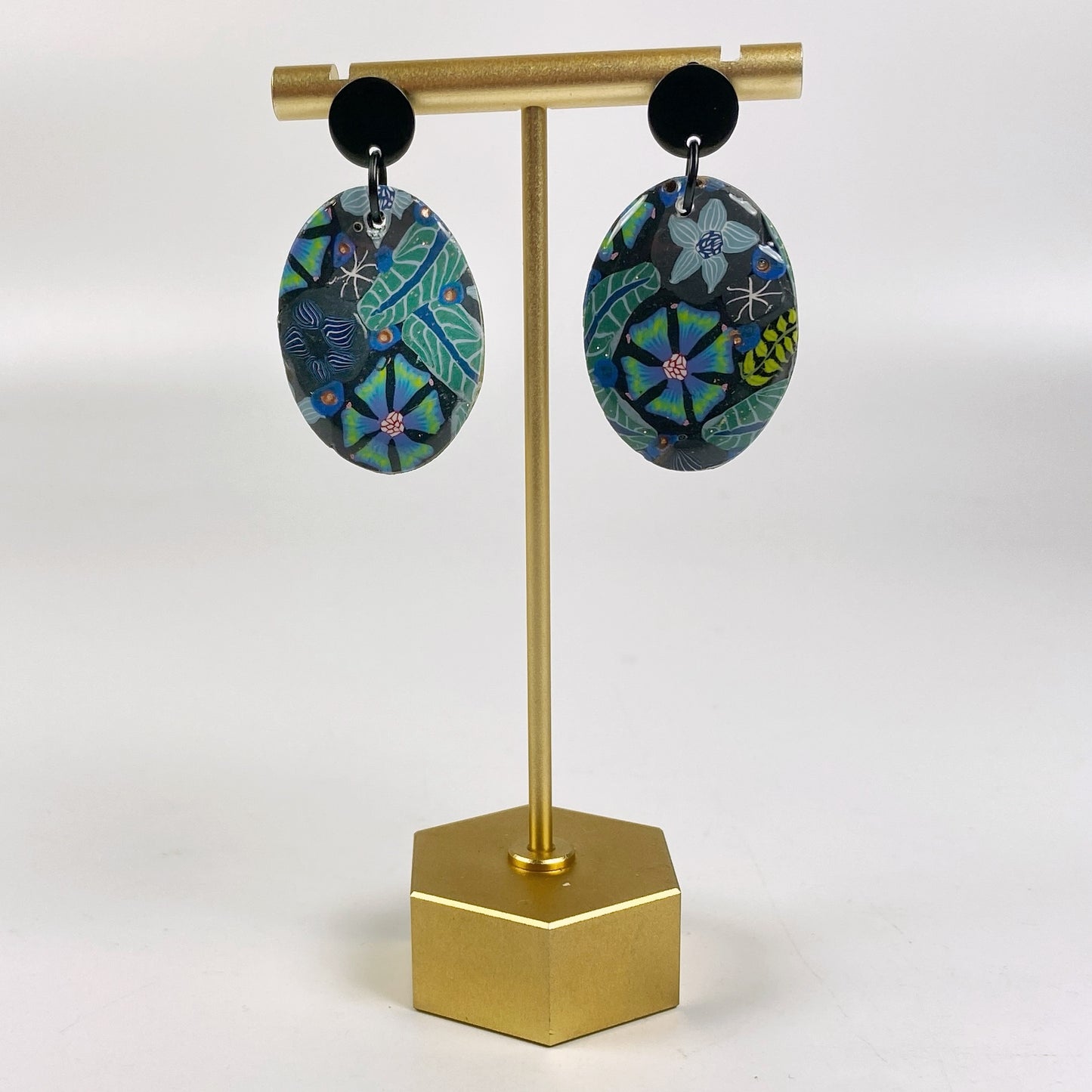 Night Blossom Handmade Polymer Clay Dangle Earrings