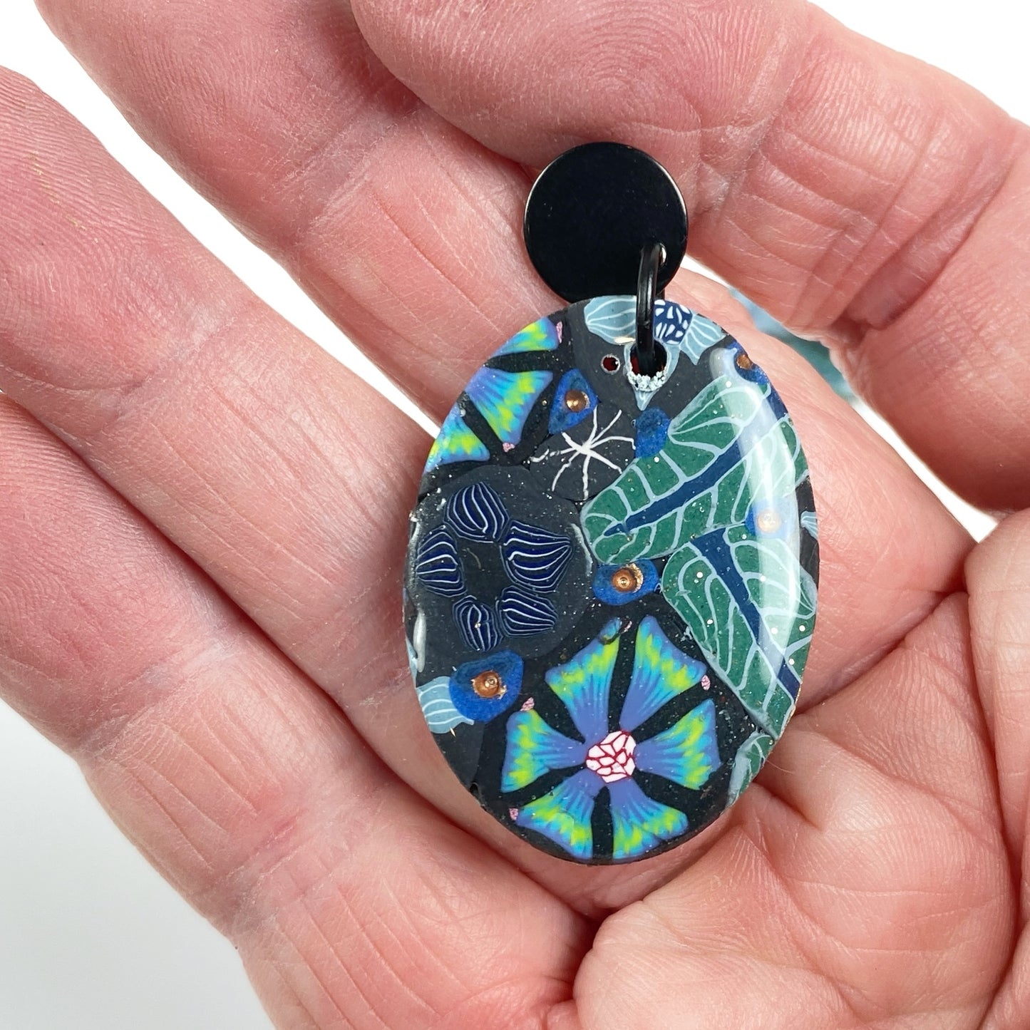 Night Blossom Handmade Polymer Clay Dangle Earrings